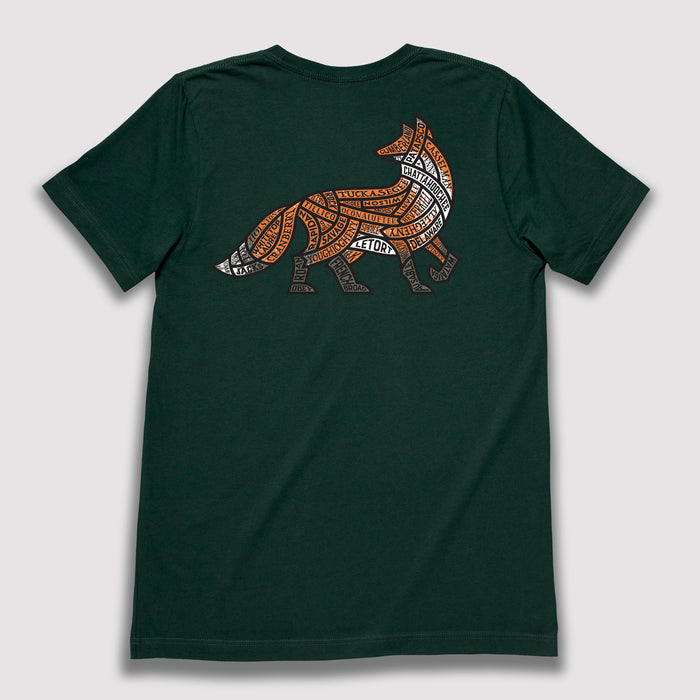 Eastern US Trout Waters Fox - T-Shirt / Forest Green